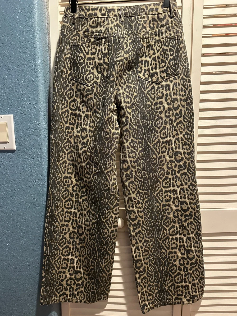 Alter’d State Leopard Print Wide Leg Jeans High Rise Utility Western Y2K